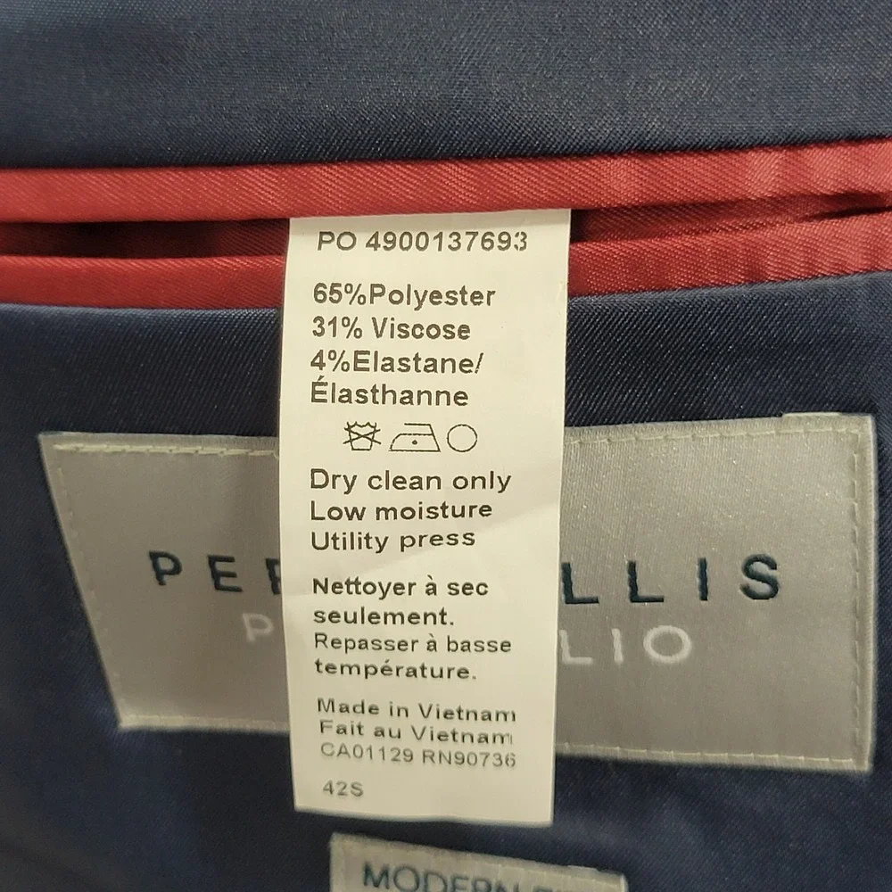 Perry Ellis Portfolio Men's Sport‎ Coat Blazer Two Button Blue Stretch 42S NEW